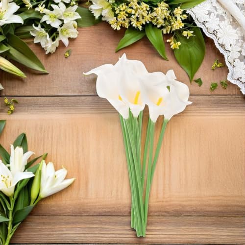 Fleurs artificielles de calla en PU blanches pour bouquet et composition