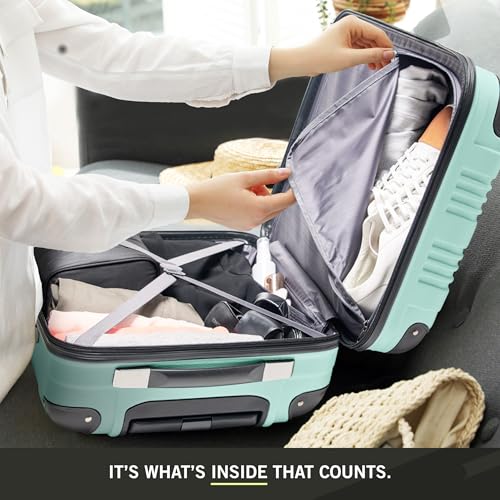 Image of Kenneth Cole REACTION Out of Bounds Lightweight Hardshell 4-Wheel Spinner Luggage, Mint Blue, 28-Inch Carry On