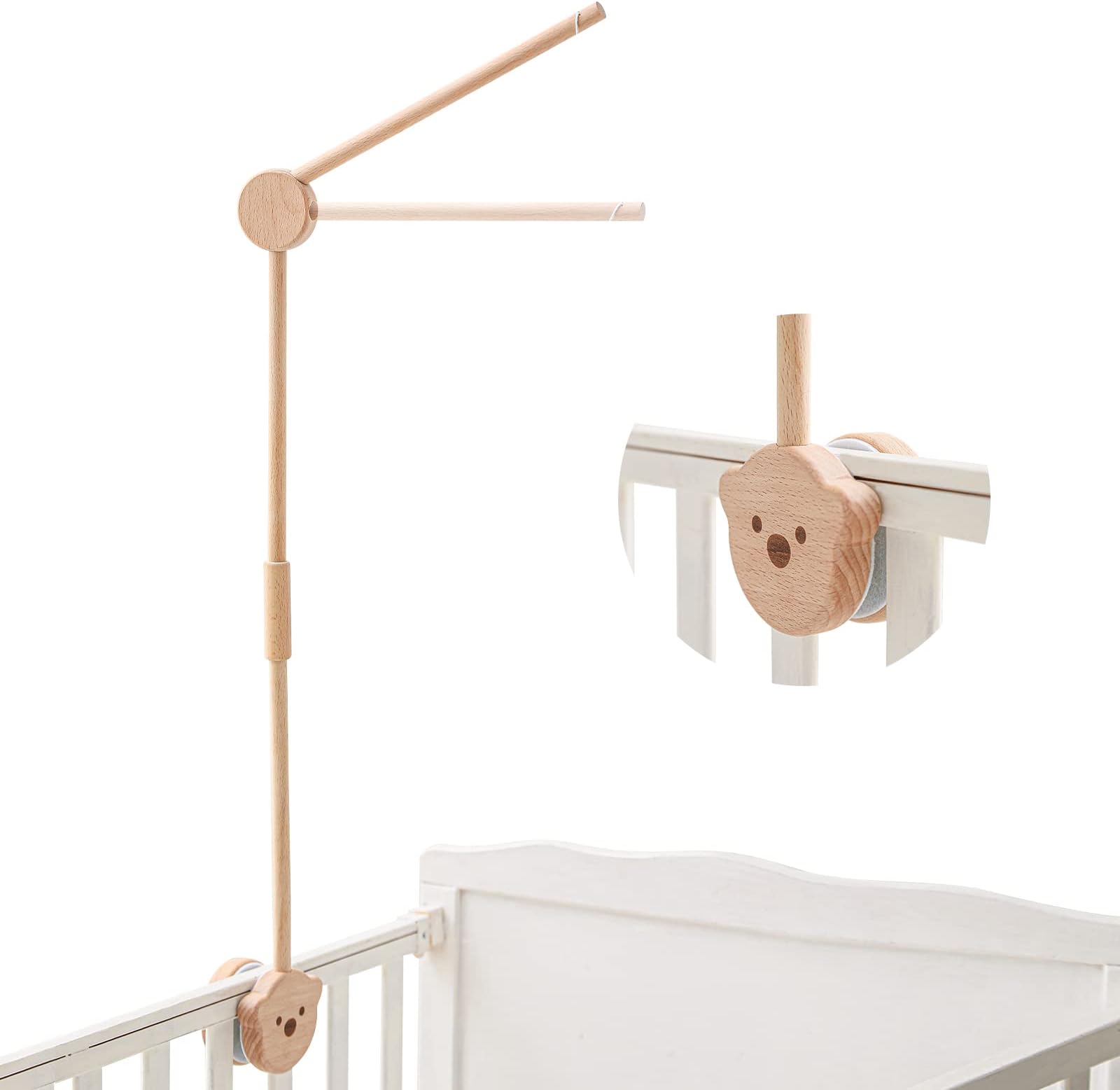 Wooden Baby Mobile Arm - Crib Mobile Holder for Nursery Decor (Bear)