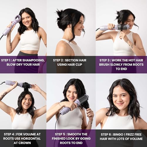 Image of Ownair Hot Air Brush for Hair with Dryer, 4 Heat & Speed Modes, Warm Air Styling, 1200 Watts, Hair Dryer for Women, Styling Brush with 360 Swivel Cord for Easy Styling