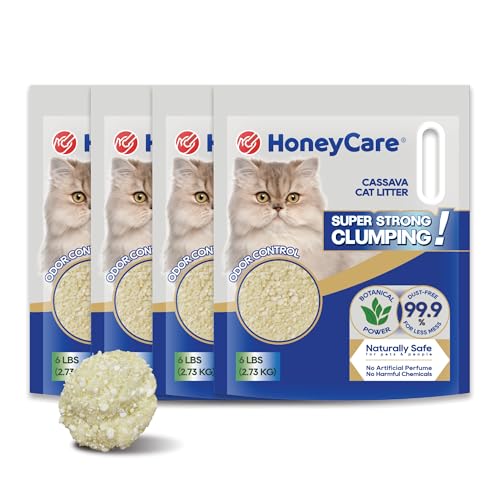 HoneyCare Cassava Cat Litter | Natural Plant-Based Litter | Quick Clumping & Low Dust | Superior...