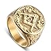 IFUAQZ Men's Masonic Freemason Gold Plated Stainless Steel Rings Classic Master Mason Signet Band Jewelry Size 10