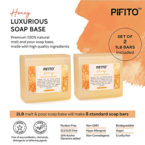 Pifito Honey Melt And Pour Soap Base (2 Lb) │ Premium 100% Natural Glycerin Soap Base │ Luxurious Soap Making Supplies #TOP1