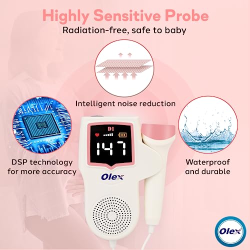 Image of Olex Fetal Doppler for Prenatal Baby Heartbeat Sound Monitor with Speaker | Free Ultrasound Gel (10 ml) and 2 Batteries | Extra Sensitive Probe Measure Heartbeat from 10 Weeks