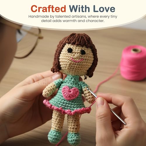 Image of Happy Threads Handmade Crochet Doll - Terrific | Amigurumi Toys for Girls & Boys | Soft Doll for Kids | Ideal Crochet Soft Toys for Gifting & Nursery Decor, Eco-Friendly, BIS Certified (100% Cotton)