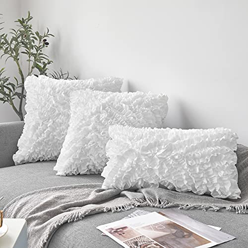 Image of FAVRIQ 12 x 20 Throw Pillow Inserts (Set of 2), Rectangle Interior Sofa Pillow Inserts with 100% Cotton Cover, Lumbar Support Pillow for Chair Bed, Decorative Pillow Insert Pair, White Couch Pillow