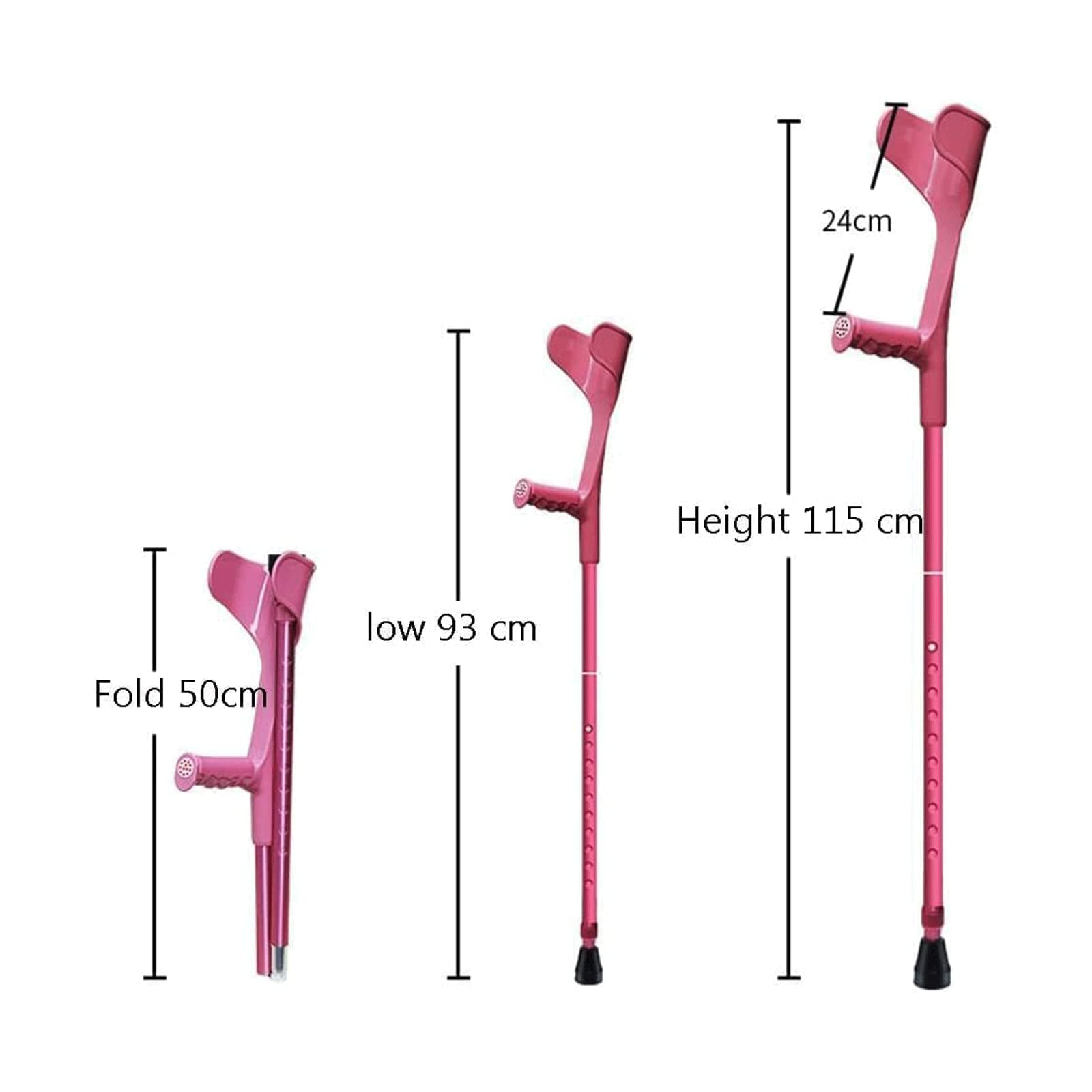 PAASHE Muletas de Aluminio Bastones de antebrazo para Adultos Telescópico Plegable Medio puño Codo Bastones Altura Ajustable Mango ergonómico