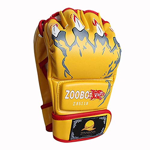 ZooBoo MMA Gloves, Half-Finger Boxing Fight Gloves MMA Mitts with Adjustable Wrist B
