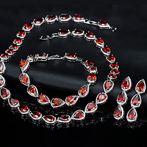 Ensemble de Colliers pour Femmes : le cadeau idéal avec cristaux rouges pour les fêtes.