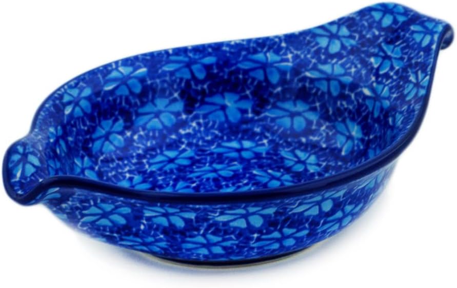 Polmedia Polish Pottery Condiment Dish - Deep Into The Blue Sea Pattern Handmade in Boleslawiec Poland by Ceramika Artystyczna + Certificate of Authenticity