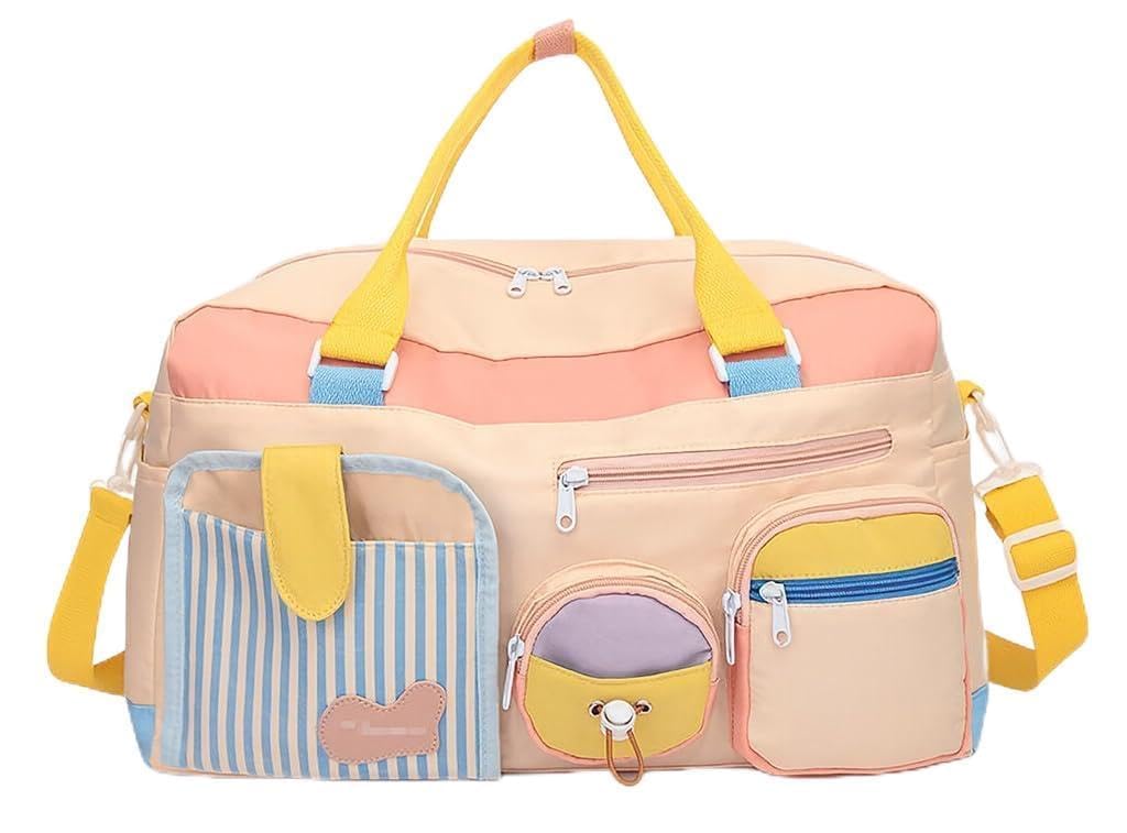 Lightweight Nylon Duffle Bag for Women with Shoe Compartment & Wet Pocket, Multi-Pocket Travel Sports Shoulder Bag, Weekender Overnight Carry-On Gym Tote Luggage Bag-image-28