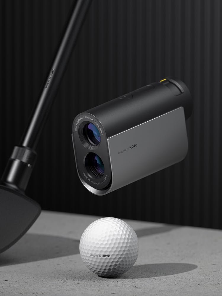 HOTO Télémètre Golf Laser 1100 yd, avec Compensation de Pente/Verrouillage de Drapeau, Grossissement 6 x, Précision ±1 m, Mesure Instantanée 0,5 s, Oculaire en Silicone, Recharge USB-C