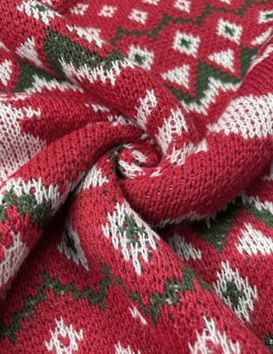 Image of Womens Casual Cute Ugly Sweaters Lightweight Ribbed Knit Crewneck Christmas Pullover Sweater 2024 Red M