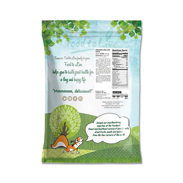 Organic-Rolled-Oats-10-Pounds-Old-Fashioned-100-Whole-Grain-Non-GMO-Kosher-Bulk-Product-of-the-USA Organic Rolled Oats, 10 Pounds – Old-Fashioned, 100% Whole Grain, Non-GMO, Raw, Kosher, Bulk Oats. Perfect for Morning Oatmeal and Overnight Oats. Sourced from the USA