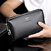 TIANHONGDAISHU Cowhide Mens Clutch Bag Handbag Leather Zipper Long Wallet Business Hand Clutch Phone Holder Password Lock Men's Large Capacity Folder Bag (Black) #3