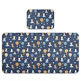 Anime Dogs Air Balloon Dark Blue Cooling Baby Mattress Topper 28