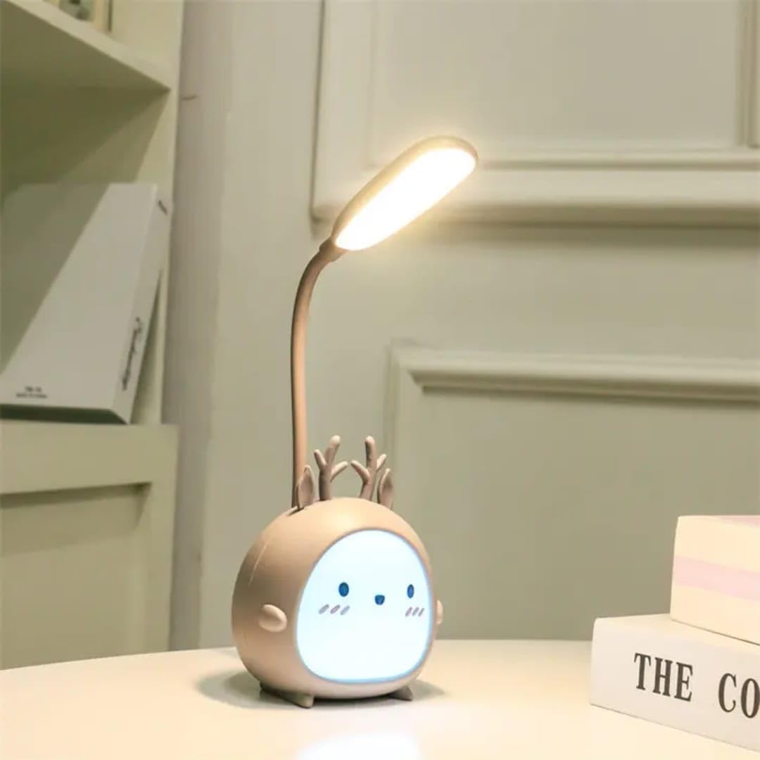 The Flair Store™ Cute Mini Cartoon LED Lamp, Decorative Study Lamp for Kids Room, Eye Porotection Dimmable Light, Adjustable Neck, Touch Control, RGB Color Changing LED Night Light Gift (White)-image-28