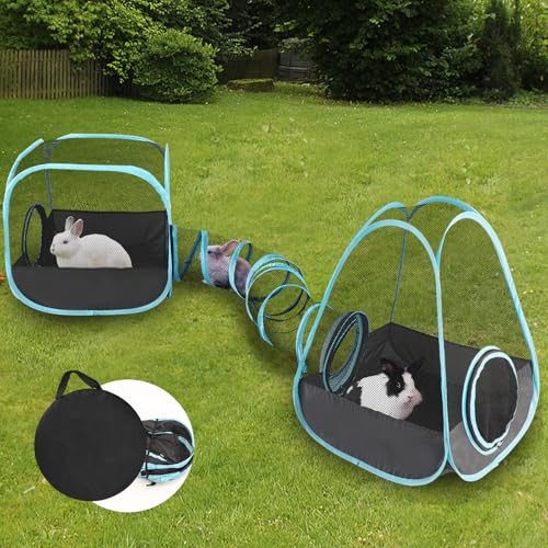 YUEPET Large Bunny Tunnel Hideout Breathable Rabbit Playpen with ...