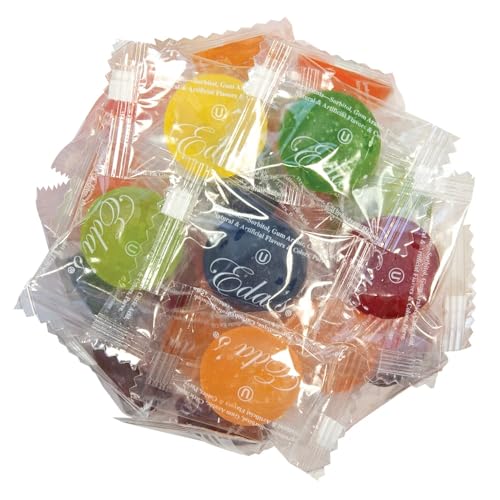 NY Spice Shop Sugar Free Assorted Fruit Buttons Candy - 8 Ounce Individually Wrapped Old-Fashioned Assorted Fruit Buttons - Sweet Tart Sugar Free Buttons - Perfect Flavor for Holidays