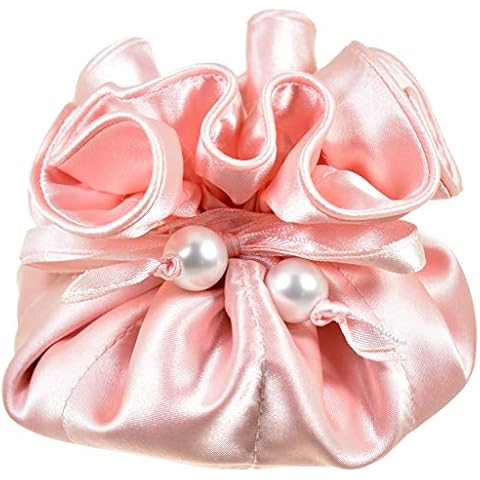 TropicaZona Satin Drawstring Jewelry Pouch, 16 Pockets, by Marisa D'Amico - Pink - Small Cover