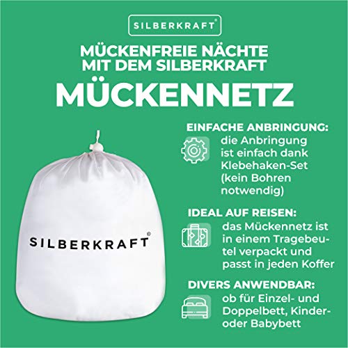 Moskitonetz für Doppelbett von Silberkraft Premium Qualität