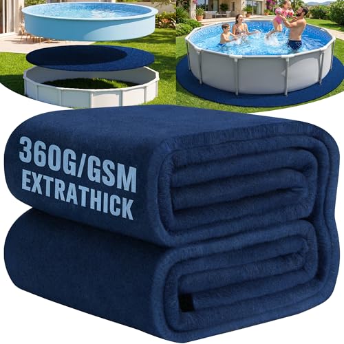 15FT Round Heavy Duty Pool Liner Pad Above Ground [2026 New Pool Pad 360G/M Thicker]Under Pool Padding Pool Mats for Pool Bottom Above Ground Pool Underlayment Prevents Puncture&Extends Liner Life