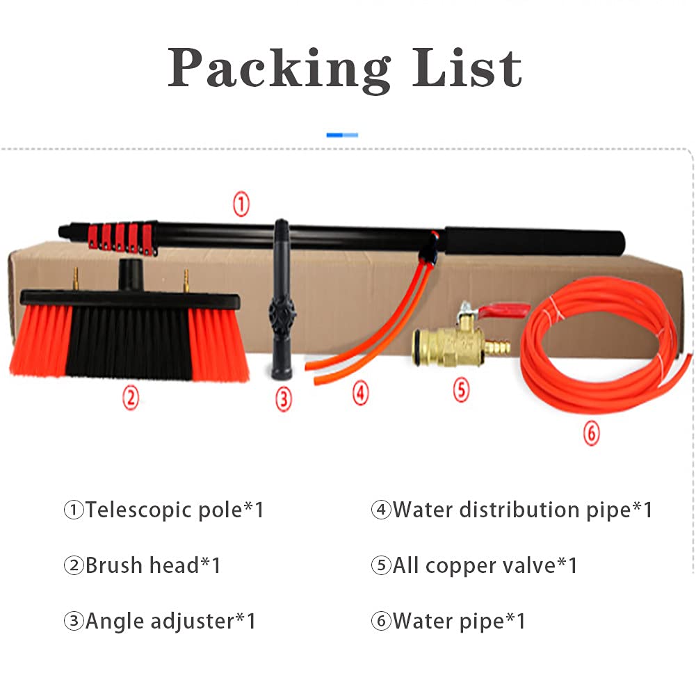 Kit de cepillo extensible de limpieza de ventanas de 11,8 m con alimentación de agua, cepillo Teles para limpieza de techos y paneles solares, herramienta de limpieza premium para un brillo sin rayas