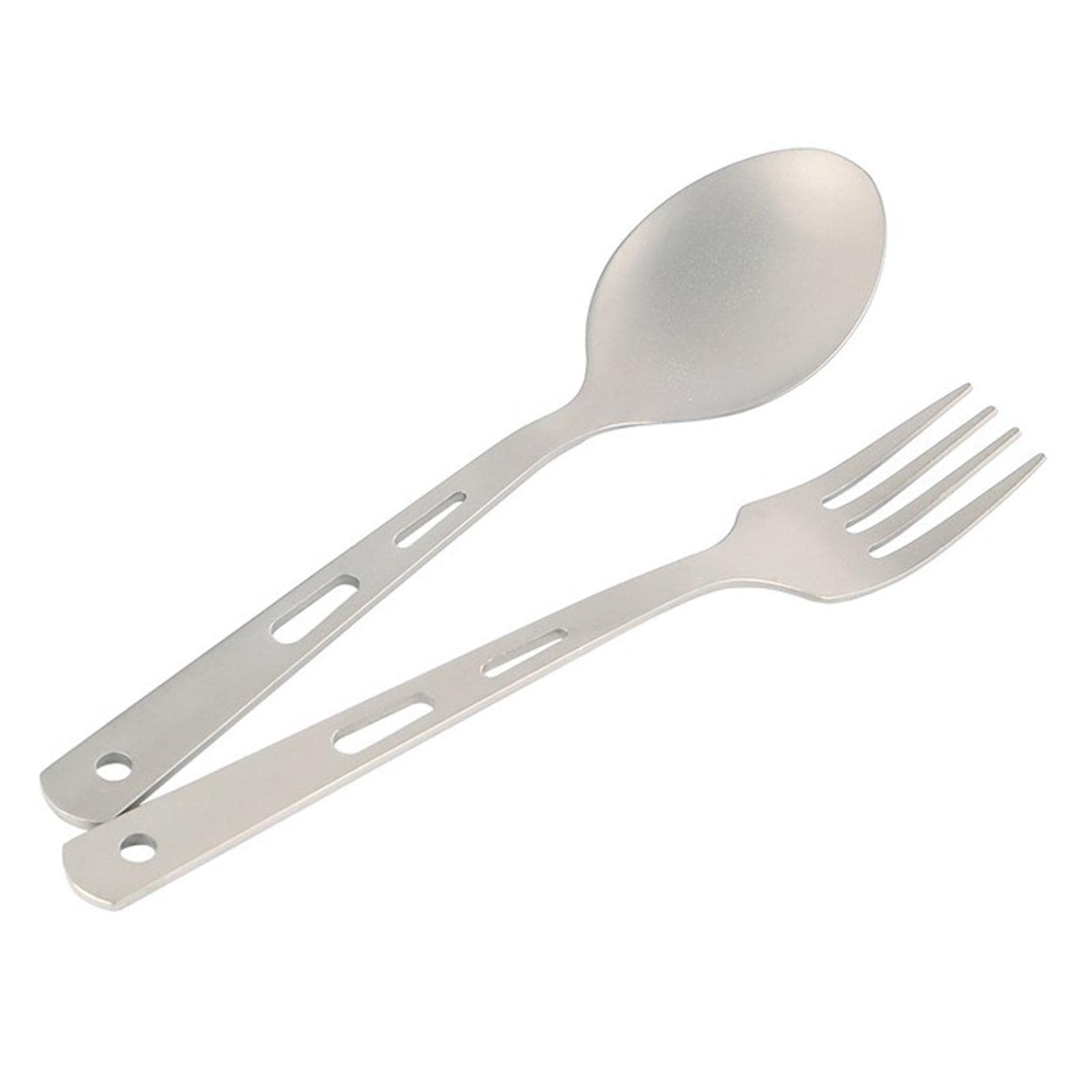 Juego de cubiertos portátiles de camping con mosquetón para viajes, senderismo, cena
