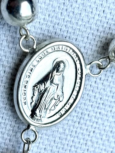 Handmade 925 Sterling Silver Rosary Necklace – 28 Inches Long, 50 g – Catholic Prayer Beads Jewelry3