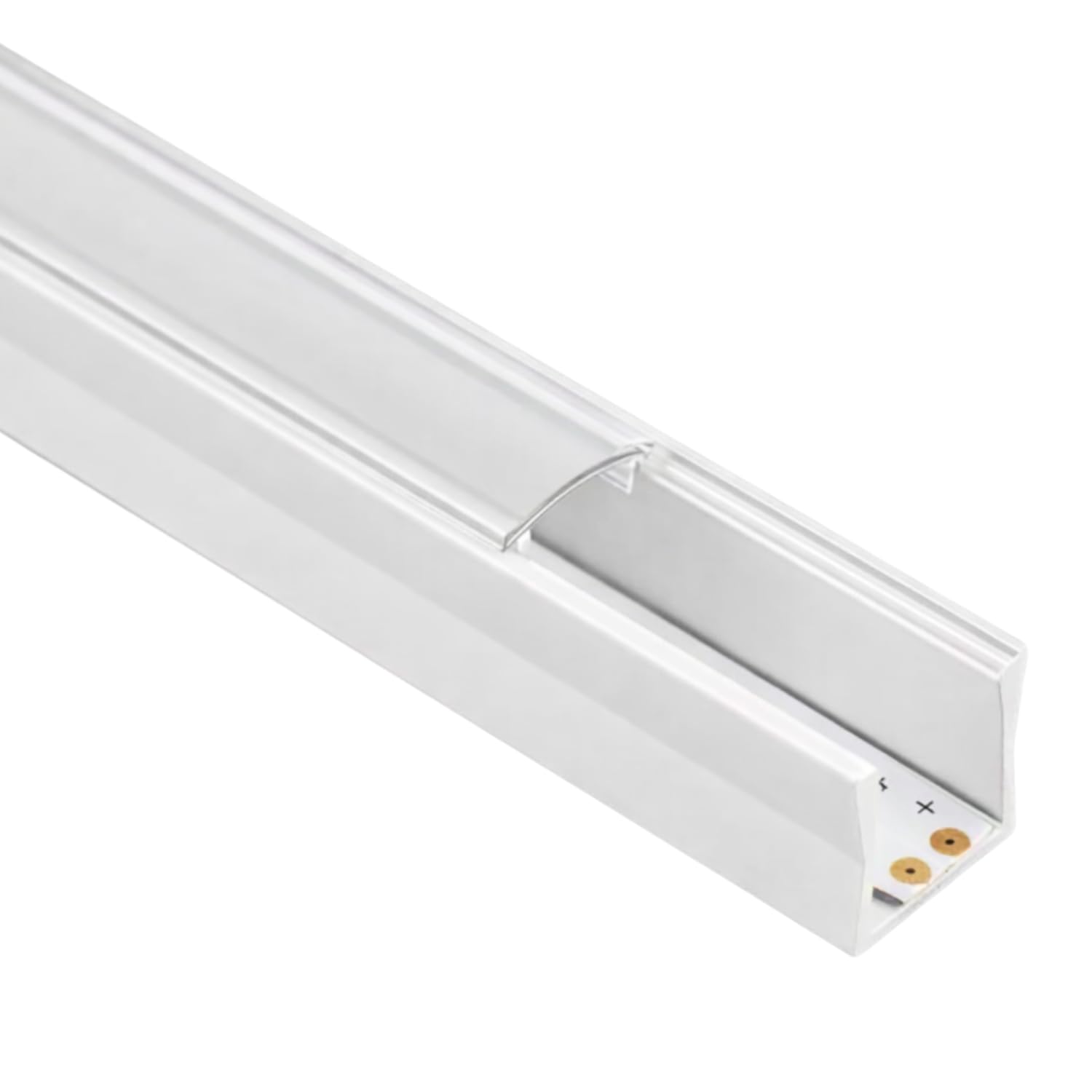 B2C 2X 2m Aluminium LED Profile Channel High 14mm with Fiffuser Cover for up to 10mm LED Strip Furniture Decorative Lightning (White Profile + Transparent Diffuser)