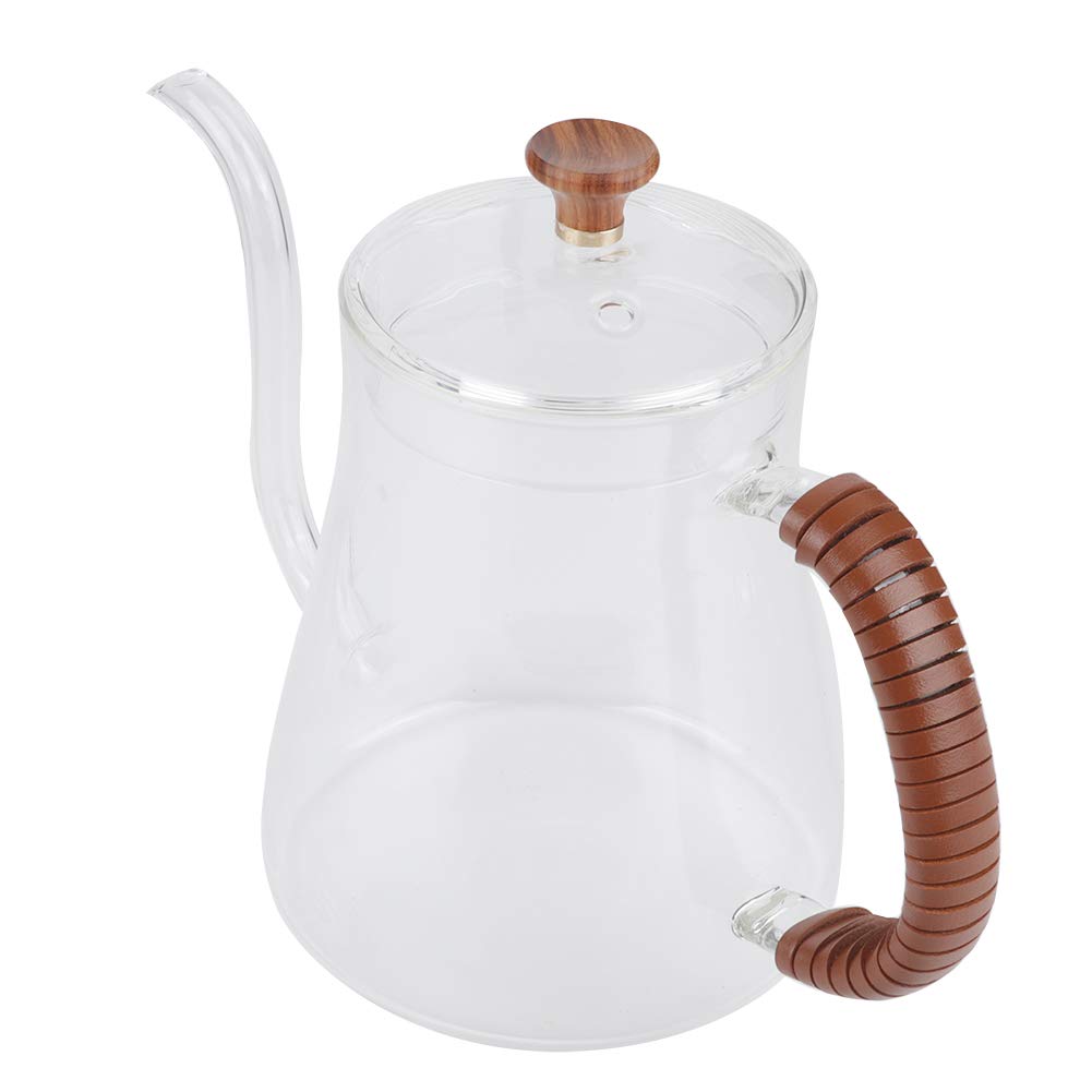 Vetro temperato a collo di cigno Bollitore Tè Versare sopra Bollitore Caffè Gocciolatore 600ML