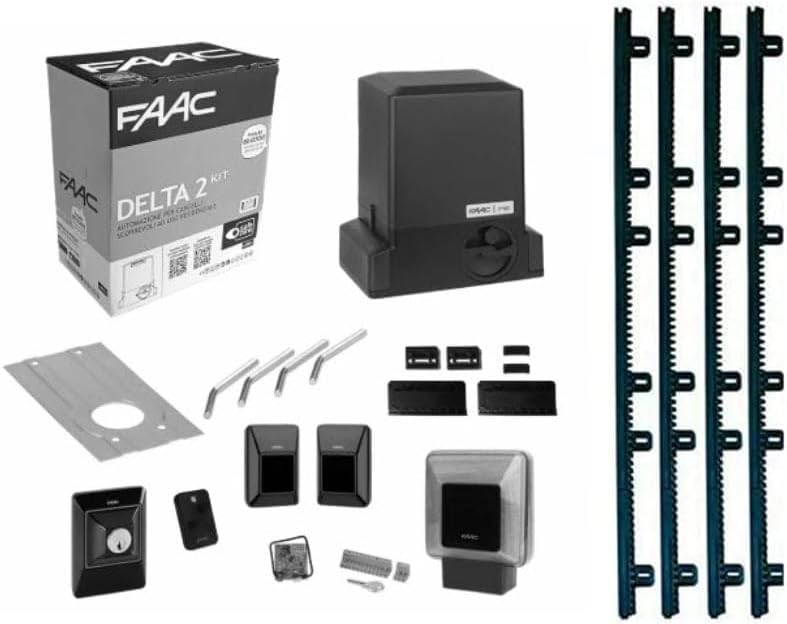 FAAC 740 Delta Kit 2 Sliding Gate Load 500 kg 230 V with 4 m Hinge