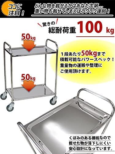 Amazon.co.jp: ステンレス台車 2段 総耐荷重100kg ステンレス