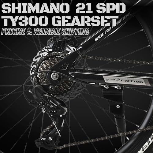 Image of FitTrip Dominator 27.5 Inch MTB | 21 SPD Shimano Gearset | Zoom Lockout Suspension | Imported Clarks UK Dual Disk Brakes | Geared MTB Cycle for Men & Women (Dark Edition)