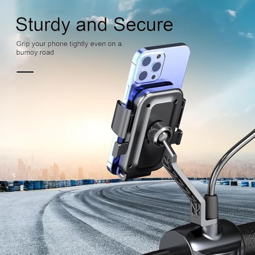 Image of Universal Bike Mobile Stand with 360 Rotation | Handlebar & Mirror Mount Phone Holder | Shockproof Clamp for 4.7-7.2 Inch Smartphones (XY-089)