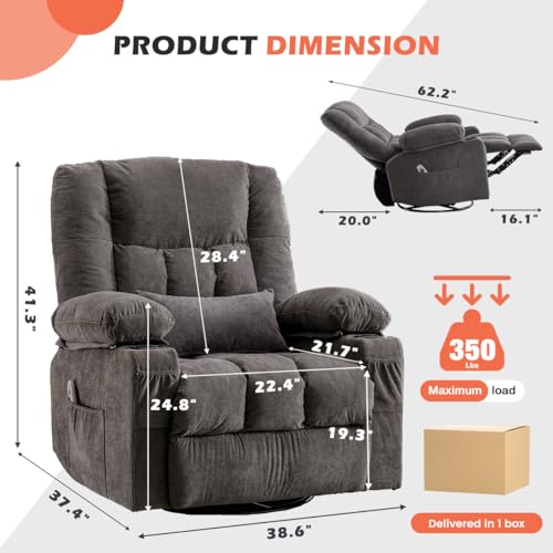 Sillón reclinable gris con estructura metálica miniatura 2