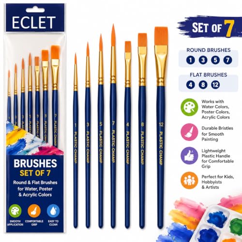 Image of Eclet Craft Painting Brushes Set of 12 Professional Round Pointed Tip Nylon Hair Artist Acrylic Paint Brush for Acrylic /Watercolor /Oil Painting (7)