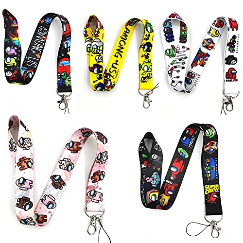 LLZZ Corde de Lanière de Clés 5PCS Lanière de Tour de Cou Personnalisée Imprimée Imprimé Lanyard pour Badges d'Identification, Porte-cartes, Porte-clés, Téléphone Portable etc Cover