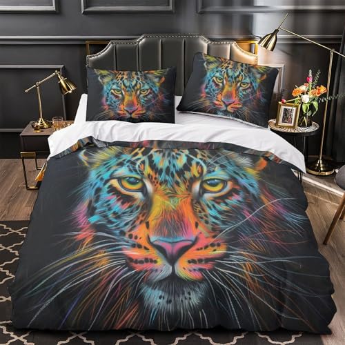 Housse de couette léopard 3D de qualité supérieure en microfibre douce 260x220 cm - 4