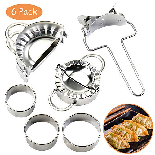 Stampo per Ravioli, Set di 6 Ravioli Dumpling Maker in Acciaio, Dumpling Ravioli, Pierogi e Pasta Tagliapasta Forme, Attrezzo Accessorio per Ravioli