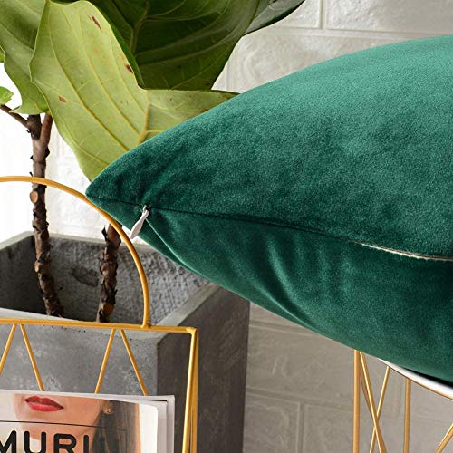 Image of Modern Homes (Pack of 2) Velvet Cushion Covers Plain Sofa Cushion Covers Pillow Covers for Living Room and Bedroom (16x16 inches, Dark Green)