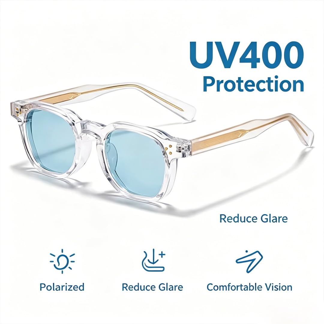 Occhiali da sole quadrati da uomo con aste personalizzate, design esclusivo, occhiali da sole da donna per viaggi, feste e festival, regalo perfetto.
