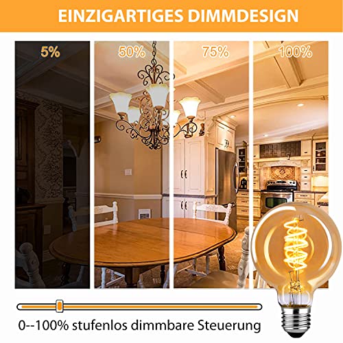 Edison Vintage Gloeilamp E27, E27 LED Vintage Dimbaar 4W Retro LED Lamp Warm Geel 2700K Edison Gloeilamp E27 Vintage… - Afbeelding 3