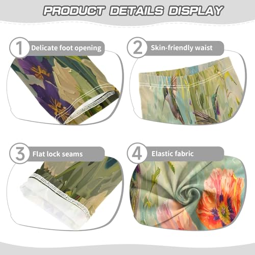 Toddler Girls Leggings Printed Yoga Pants Leggings Hummingbird Peony Lily for Kids3