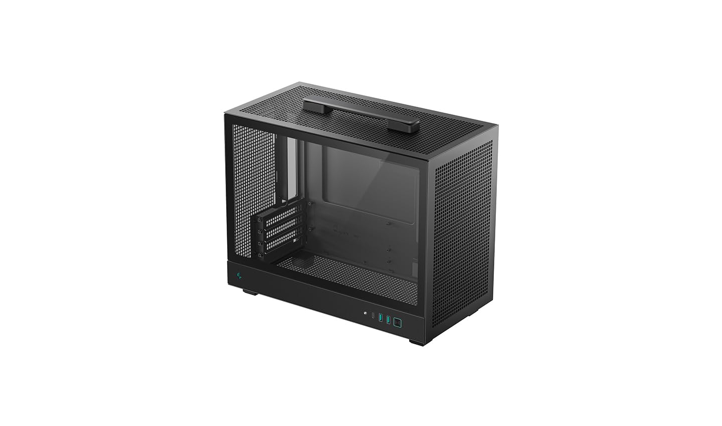 DeepCool CH160 PLUS Small Form Factor [SFF] Nero (DeepCool CH160 PLUS Micro-ATX Mini Tower PC Case, Tempered Glass, High-Airflow Mesh Design, USB-C & USB 3.0 Front I/O, Supports ATX PSU & 305mm GPU,