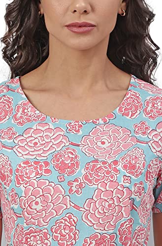 Image of Janasya Women's Light Pink Cotton Western Dress