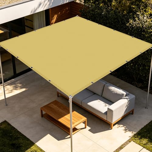 Toile ombrage imperméable rectangulaire 2.6x3.8m jaune sable avec oeillets