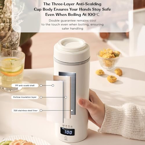 Image of StarAndDaisy Electric Kettle, Small Mini Coffee /Tea Kettle with 4 Temperature Settings, Fast Boiling Hot Water with Auto Shut-Off with Handle, Stainless Steel -White