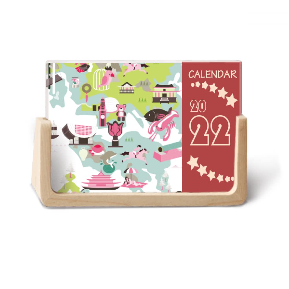 Hong Kong Map Famous China 2022 Desk Calendar Planner 12 Month