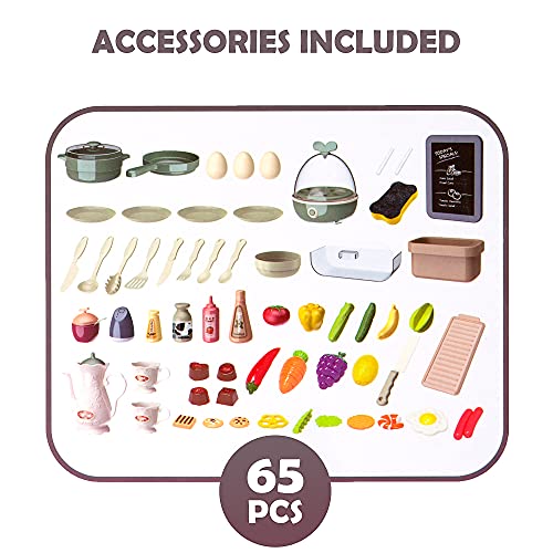 Kinderplay Cucina Giocattolo per Bambini - con Caratteristiche di Suoni, luci e Acqua, Cucina Giocattolo Include 65 Accessori, Vapore Durante la Cottura, KP3297 (KP3297)